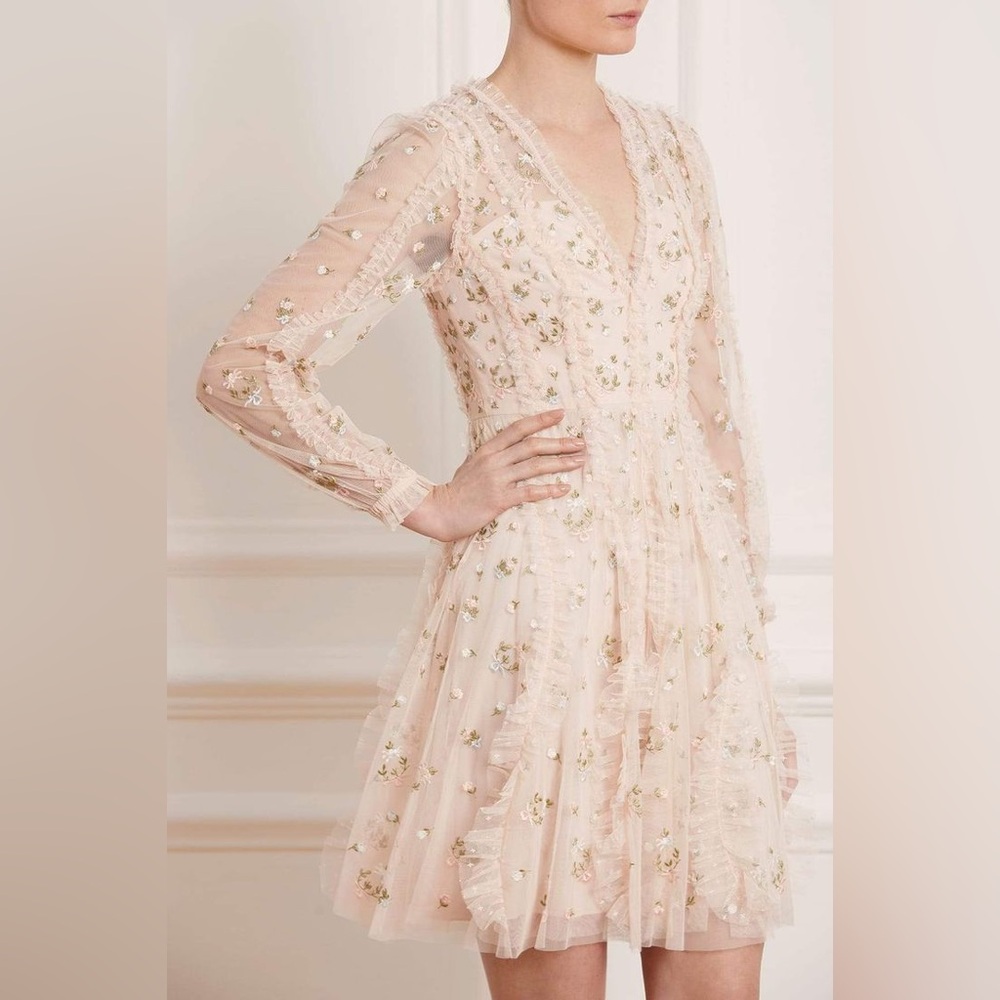 Needle & Thread Frieda Ditsy Long Sleeve Mini Dress - Pink / US 0